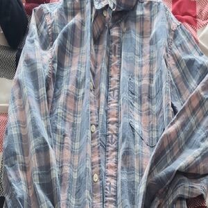 Sonoma Men's Plaid Dress Shirt - Blue and Pink